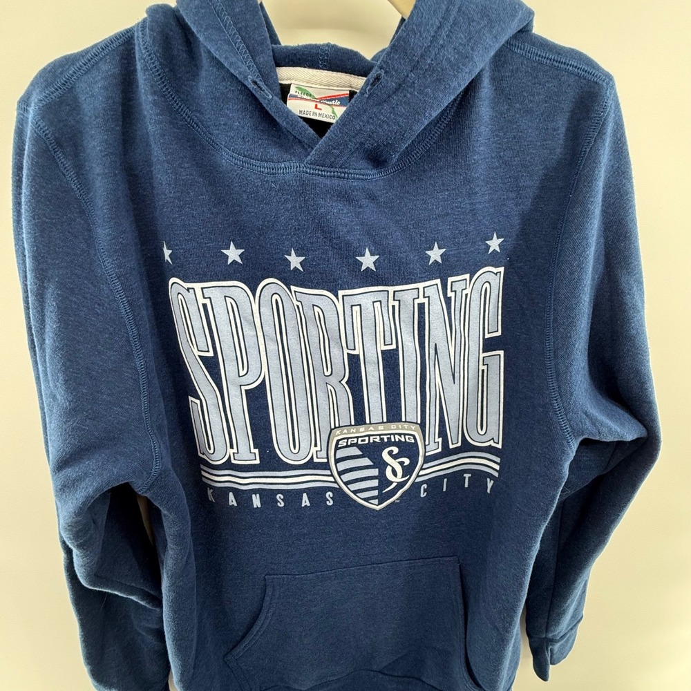 Sporting Kansas City Charlie Hustle Hoodie Blue Fleece MLS Soccer Sweatshirt‎ L - Picture 2 of 4